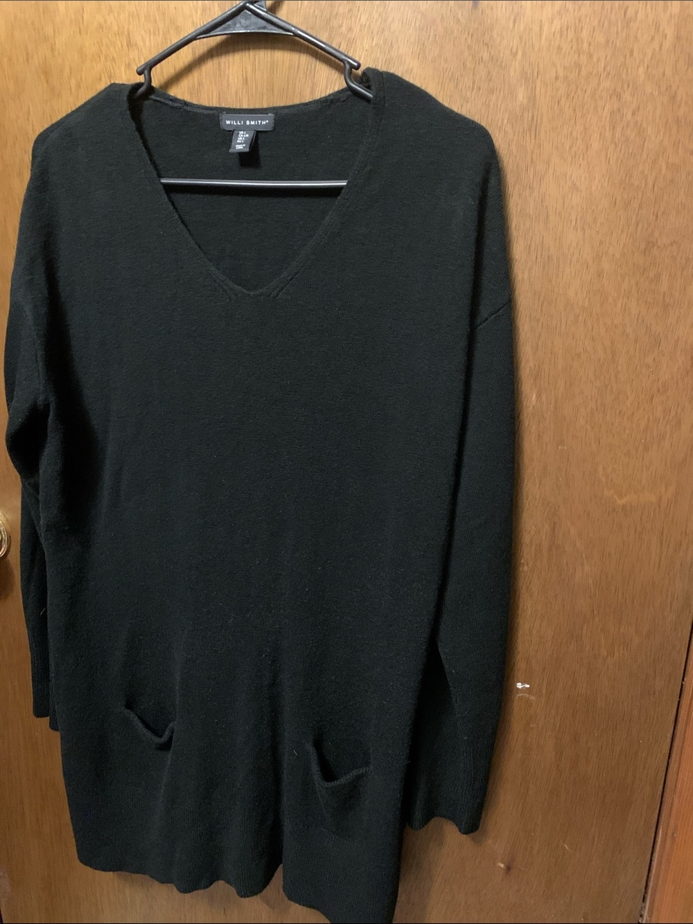 Willi Smith Black V-Neck Longline Sweater Tunic